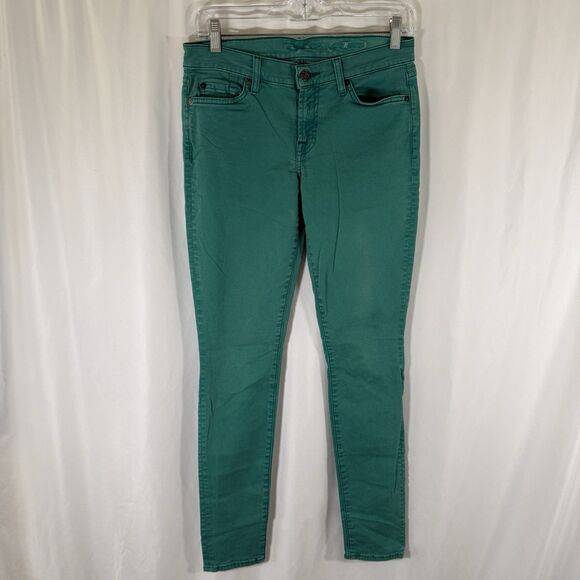 7 for All Mankind Jeans Women's 28 Mint Green Cotton Blend Low Rise - Picture 1 of 11